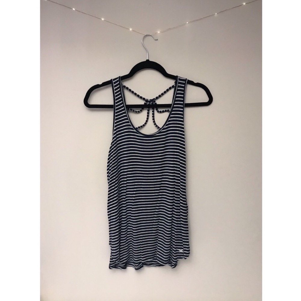 •HOLLISTER• white & navy soft tank w/strappy back